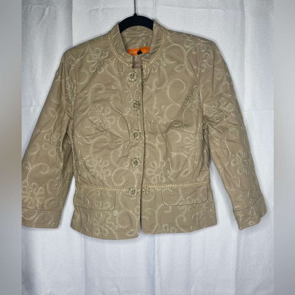 Tan embroidered blazer